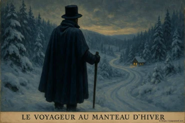 Le voyageur au manteau d'hiver : un conte de Noël sur les routes enneigées