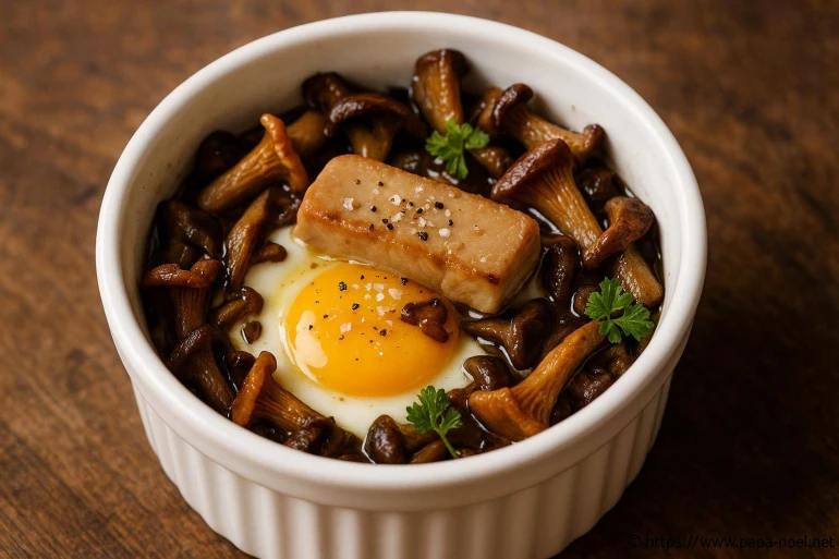 Œuf cocotte au foie gras et champignons des bois : une recette festive et gourmande