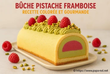 Bûche pistache framboise : recette gourmande et pleine de couleurs
