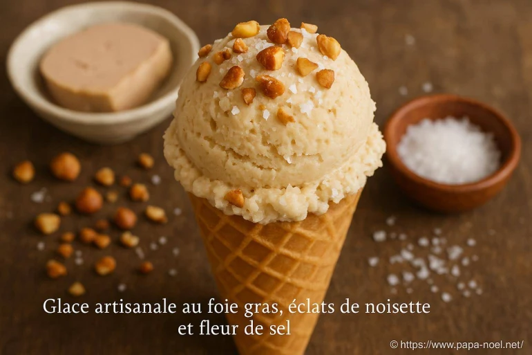 Glace artisanale au foie gras, éclats de noisette et fleur de sel : une gourmandise de Noël