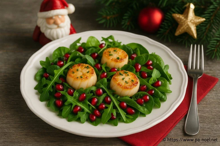 Salade de Noël aux coquilles Saint-Jacques : recette festive et raffinée