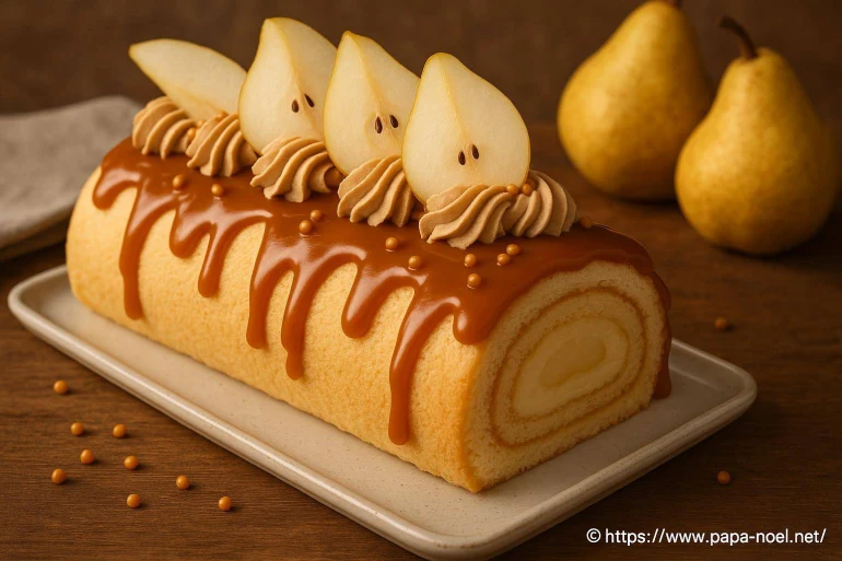 Bûche poire caramel : recette gourmande et fruitée à réaliser pour Noël