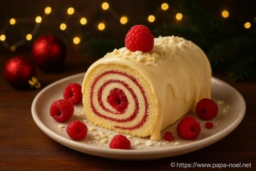 Bûche chocolat blanc et framboises : recette festive pour Noël