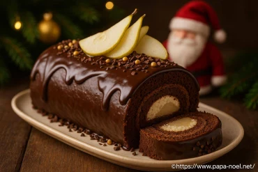 Bûche chocolat et poire : recette gourmande de Noël à préparer chez soi