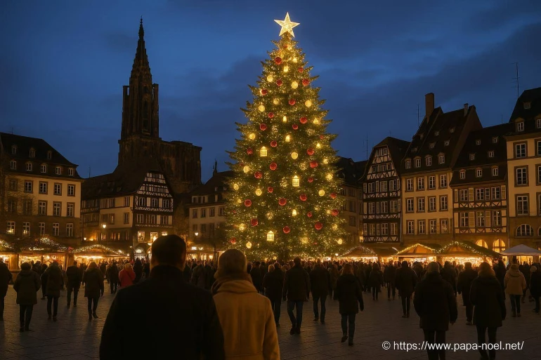Marché de Noël de Strasbourg 2025 : date d’installation du grand sapin de la place Kléber