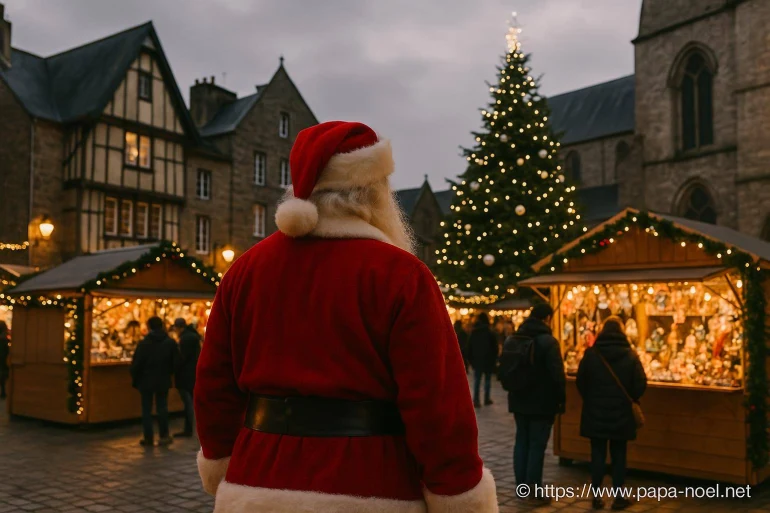 Marché de noël des artisans sur la place saint-sauveur à dinan en décembre 2025