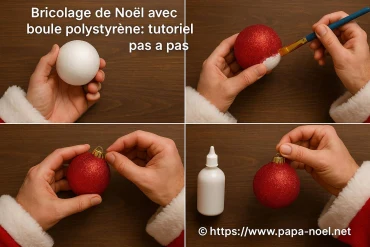 Bricolage de Noël avec boule polystyrène : tutoriel pas à pas facile à réaliser