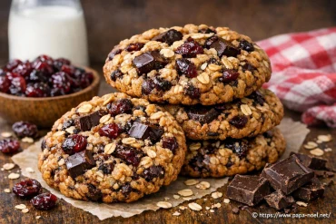 Big fat dark chocolate cranberry oatmeal cookies ultra épaisses et moelleuses
