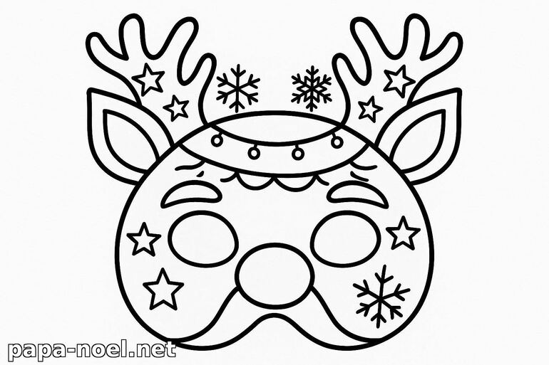 Coloriage de masque de renne de Noël
