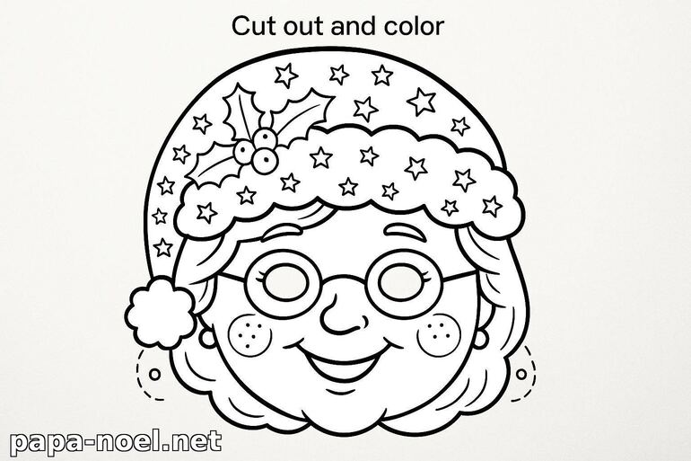 Coloriage de Mère Noël à découper