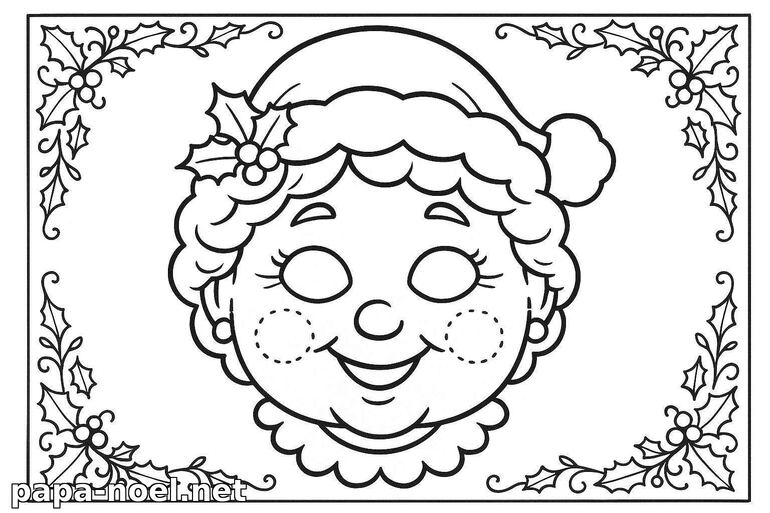 Coloriage de Mère Noël à imprimer