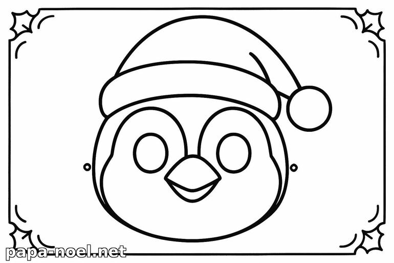 Coloriage de pingouin de Noël