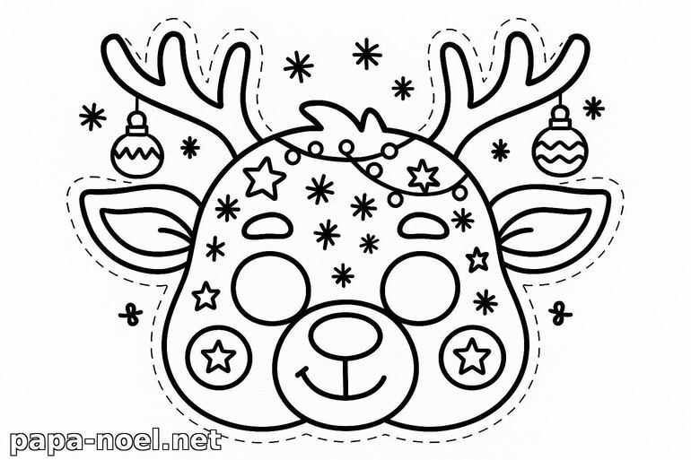 Coloriage de tête de renne de Noël