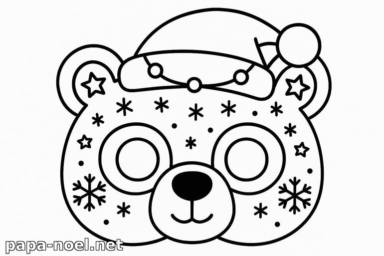 Coloriage de tête d'ours de Noël