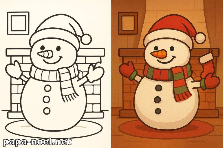 Coloriage de bonhomme de neige de Noël