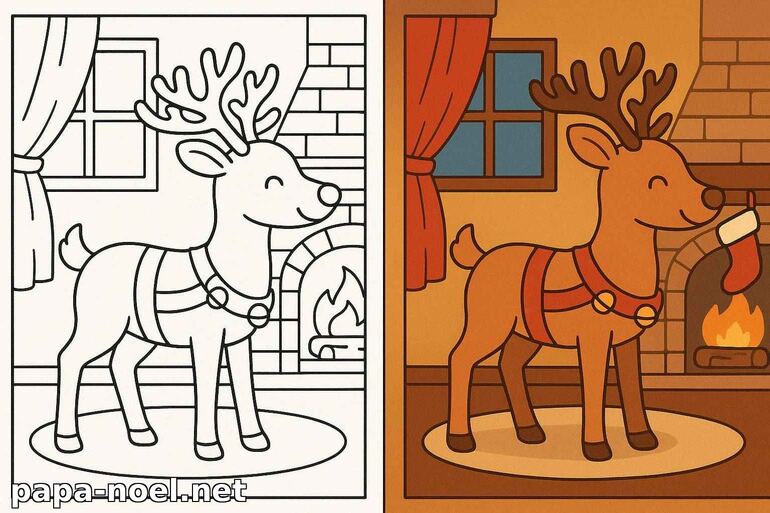 Coloriage de renne de Noël