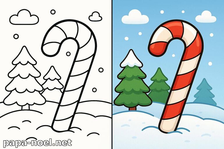 Coloriage de sucre d'orge de Noël