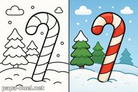 Coloriage de Noël avec modèle couleur