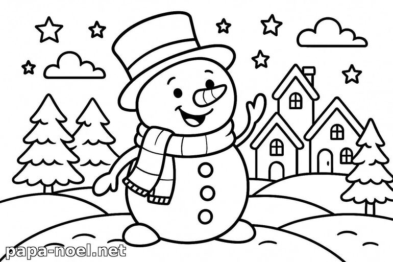 Coloriage de bonhomme de neige