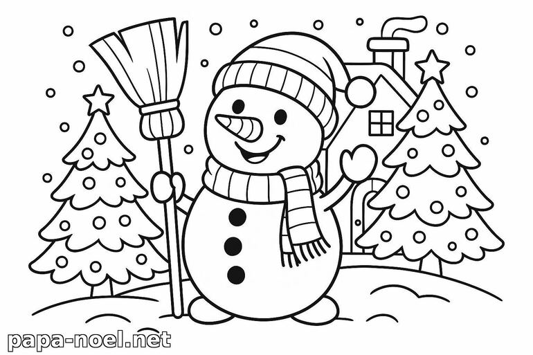Coloriage de bonhomme de neige de Noël
