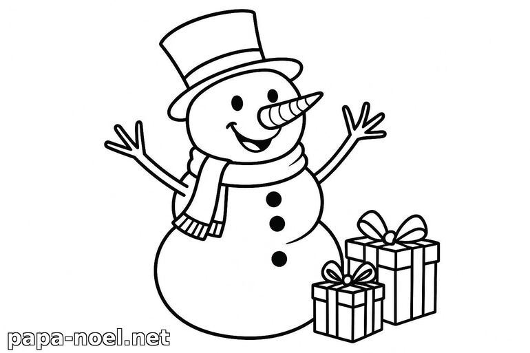 Coloriage de bonhomme de neige de Noël