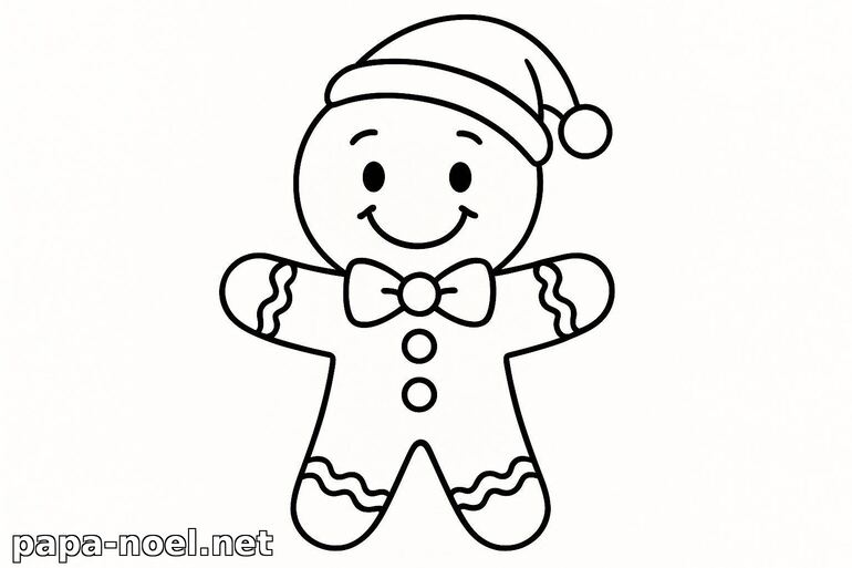 Coloriage de bonhomme en pain d'épice de Noël