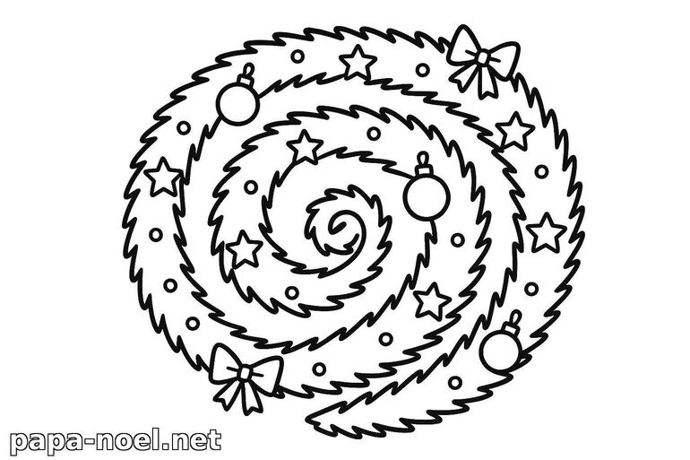 Coloriage de couronne de Noël en spirale