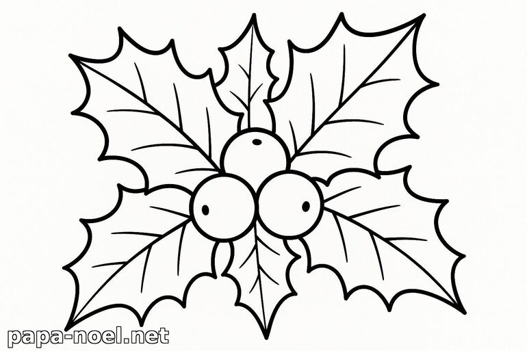 Coloriage de houx de Noël
