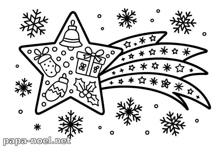 Coloriage d'étoile filante de Noël