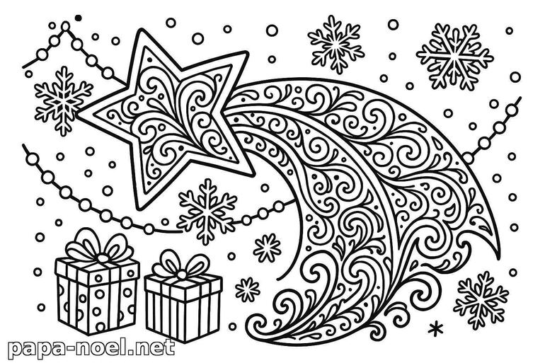 Coloriage d'étoile filante de Noël