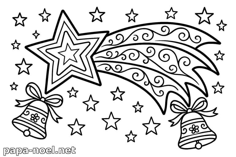 Coloriage d'étoile filante de Noël