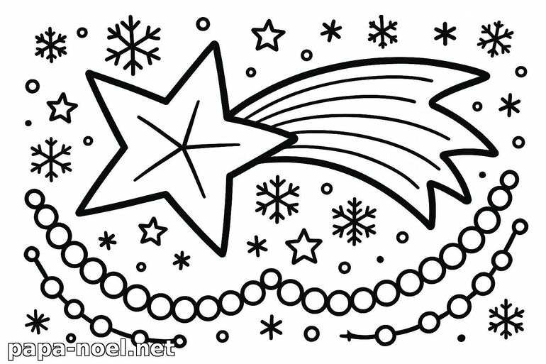 Coloriage d'étoile filante de Noël