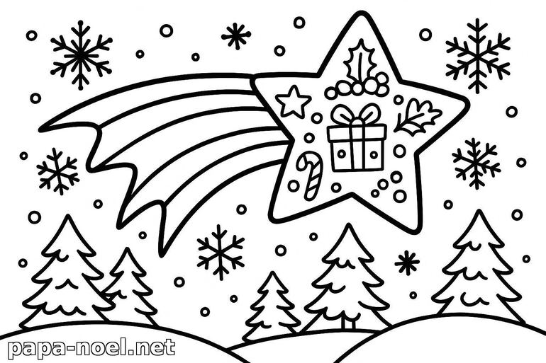 Coloriage étoile filante de Noël