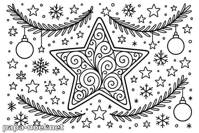 Coloriage d'étoile de Noël à imprimer