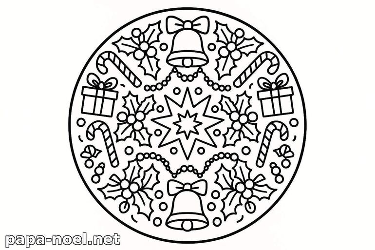 Coloriage de mandala de Noël