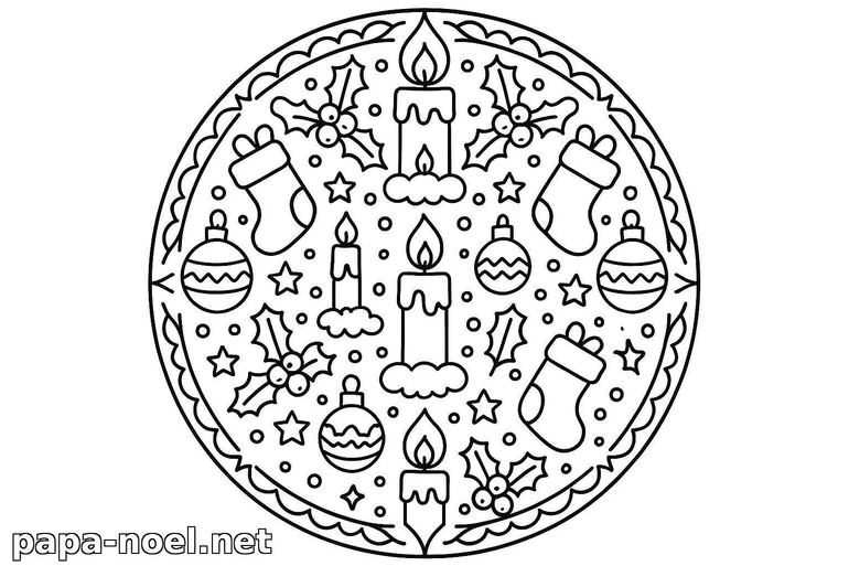 Coloriage de Noël en mandala