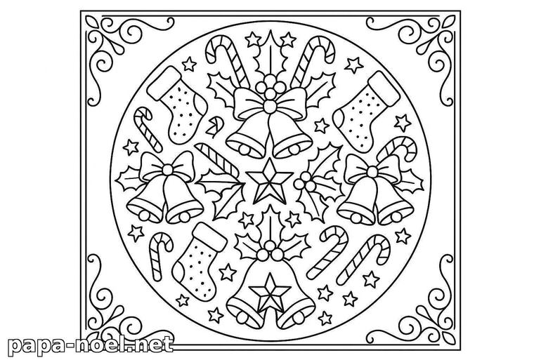 Coloriage de Noël mandala