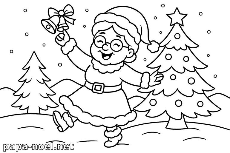 Coloriage de Mère Noël à Noël