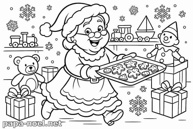 Coloriage de Mère Noël à Noël