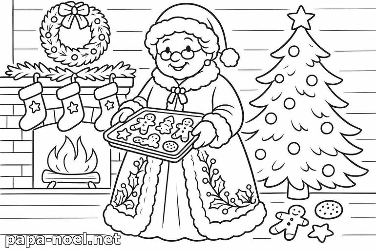 Coloriage de Mère Noël de Noël