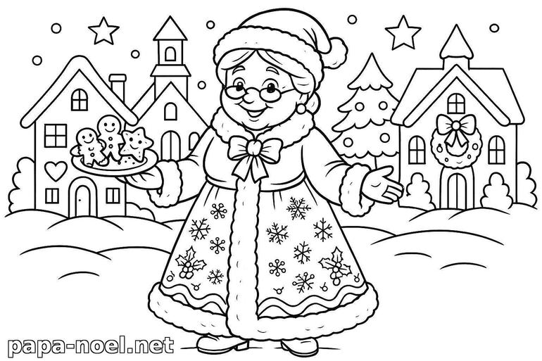 Coloriage de Mère Noël de Noël