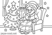 Coloriage Mère Noël