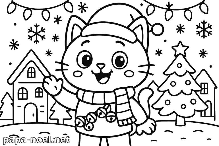 Coloriage de Gabby chat de Noël