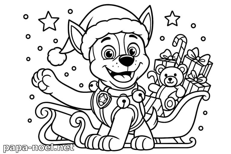 Coloriage de Chase de Noël en traîneau