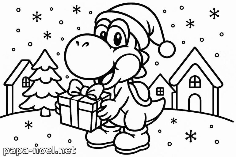 Coloriage de Yoshi de Noël