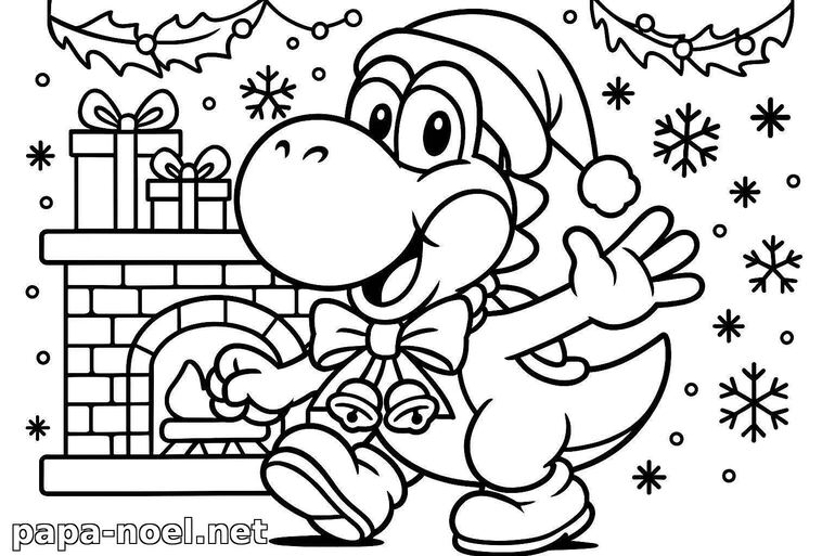 Coloriage de Yoshi à Noël
