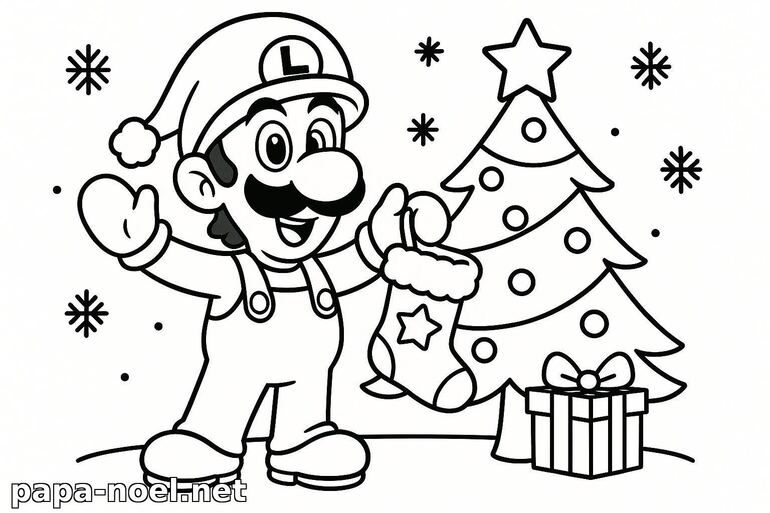 Coloriage de Luigi à Noël