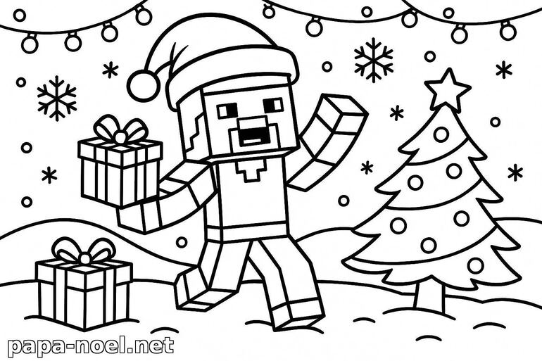 Coloriage de Noël Minecraft