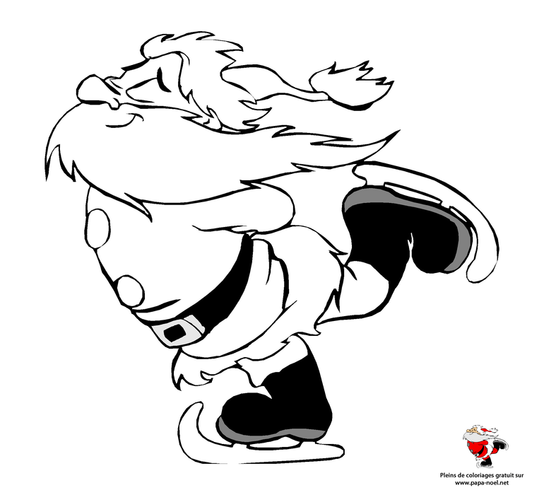 Coloriage Père Noël Patin à Glace