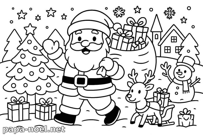 Coloriage de Père Noël à imprimer